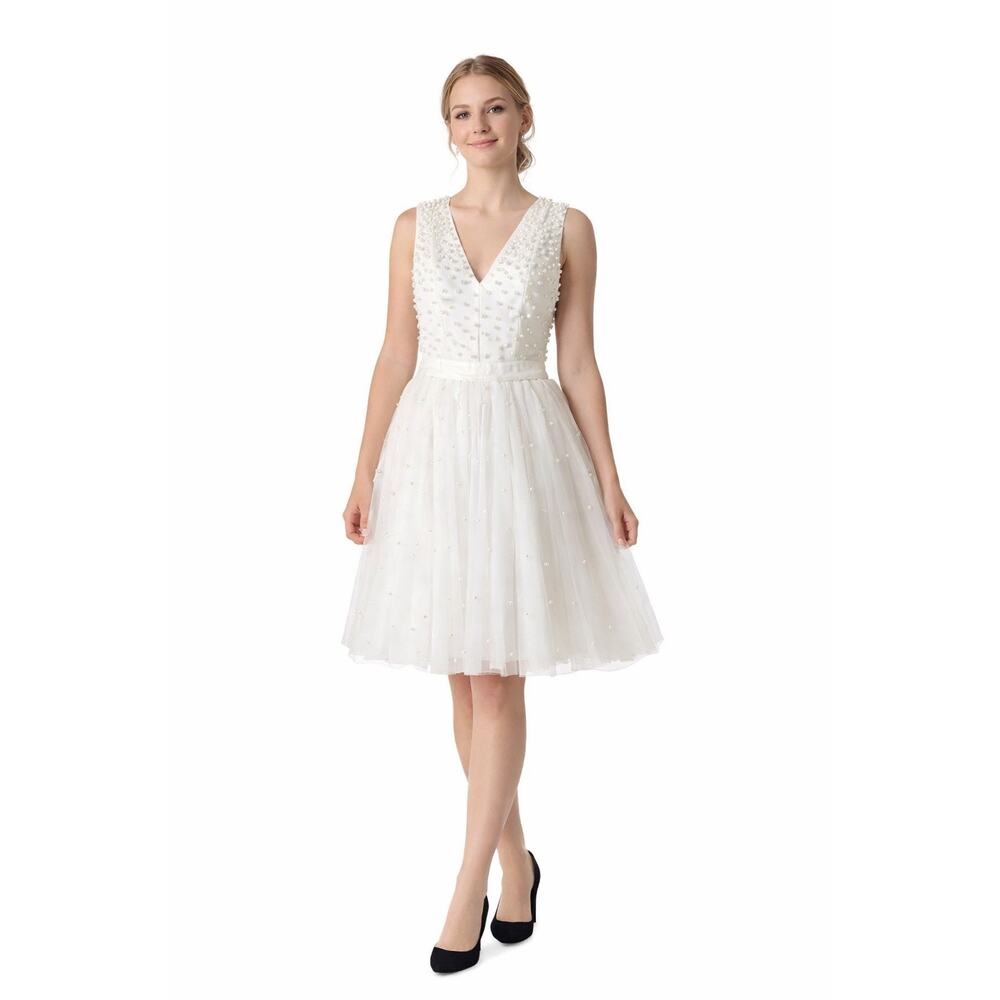 Venus Couture Pearl Embellished Tulle Dress Women’s 4 Bridal Party